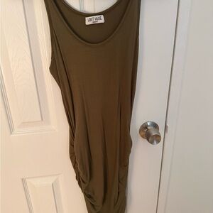Olive Green Sleeveless Midi Dress